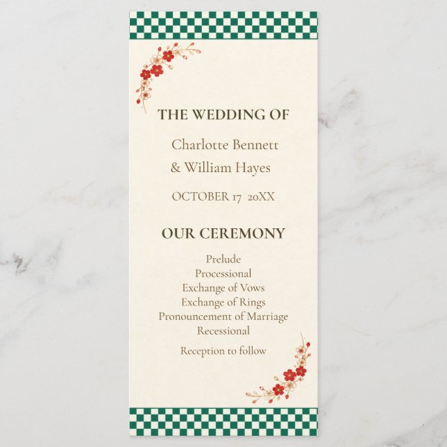 Japanese Sakura Ichimatsu Wedding Program (Framsida)
