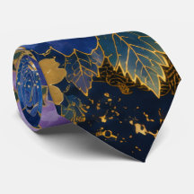 Japanese Sakura Necktie | Navy Blue Kimono Floral 