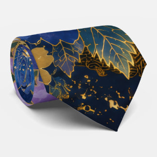 Japanese Sakura Necktie | Navy Blue Kimono Floral  Slips