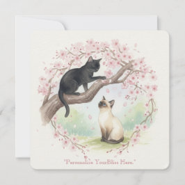 Japanese Sakura & Zen Cats Watercolor  Inbjudningar