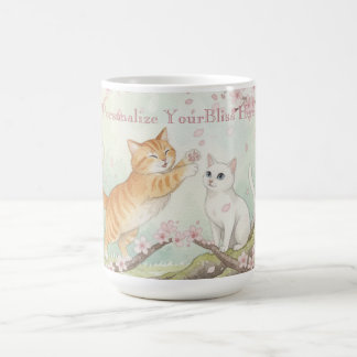 Japanese Sakura & Zen Cats Watercolor Kaffemugg