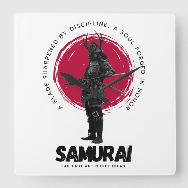 Japanese Samarai Wall Clock  Fyrkantig Klocka (Framsida)