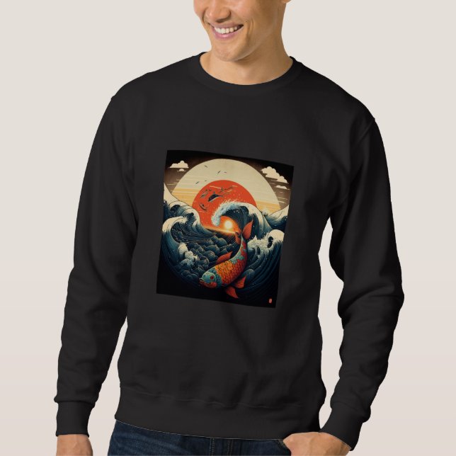 Japanese Samurai Aesthetic Koi Fish  1 Lång Ärmad Tröja (Framsida)