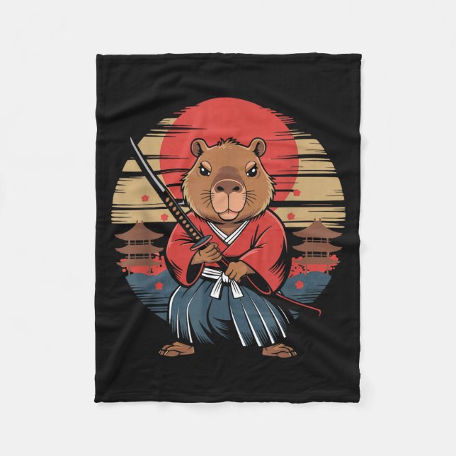 Japanese Samurai Capybara  Fleecefilt (Framsidan)