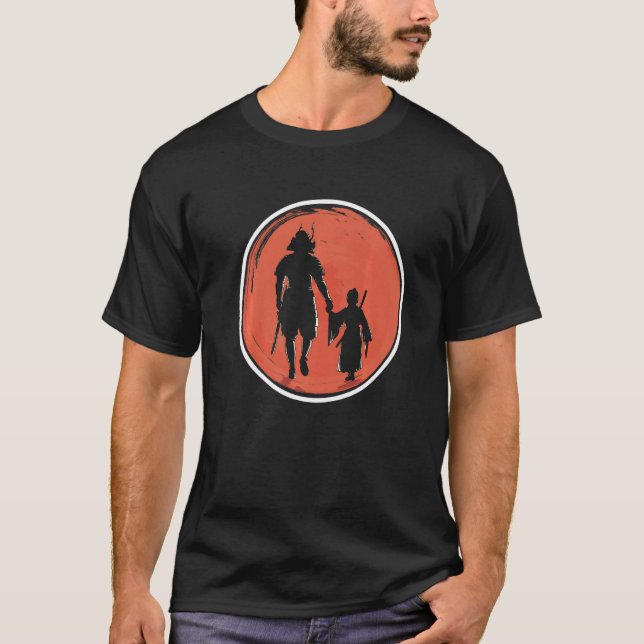 Japanese Samurai Dad & Son Japanese Sun Japan T Shirt (Framsida)