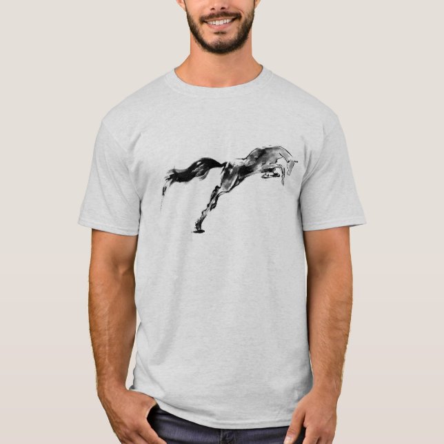 Japanese samurai horse art equestrian sumi t-shirt (Framsida)