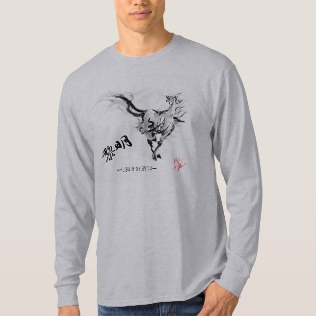 Japanese samurai horse art equestrian sumi tee shirt (Framsida)