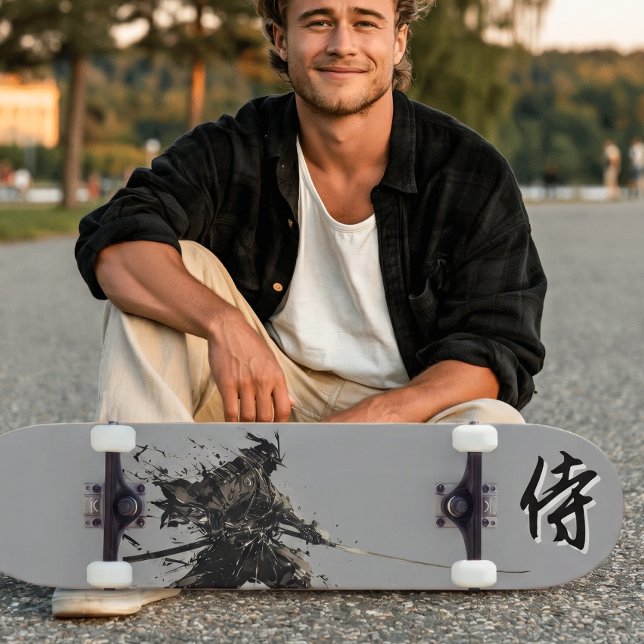 Japanese Samurai Ink Wash Paint  Mini Skateboard Bräda 18,5 Cm (Trucks and wheels are customization options and are not included in the price.)