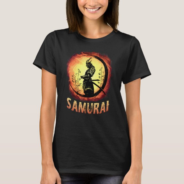 Japanese Samurai Katana Ancient Oni Ronin Asian Wa T Shirt (Framsida)