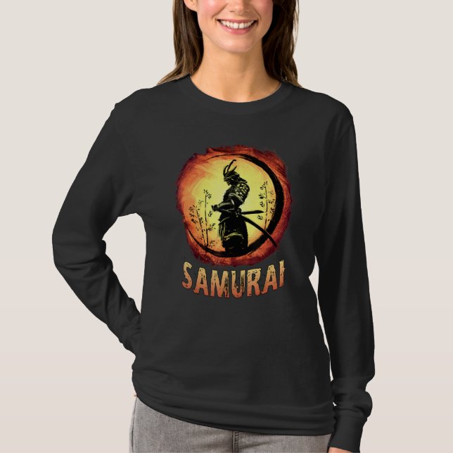 Japanese Samurai Katana Ancient Oni Ronin Asian Wa T Shirt (Framsida)