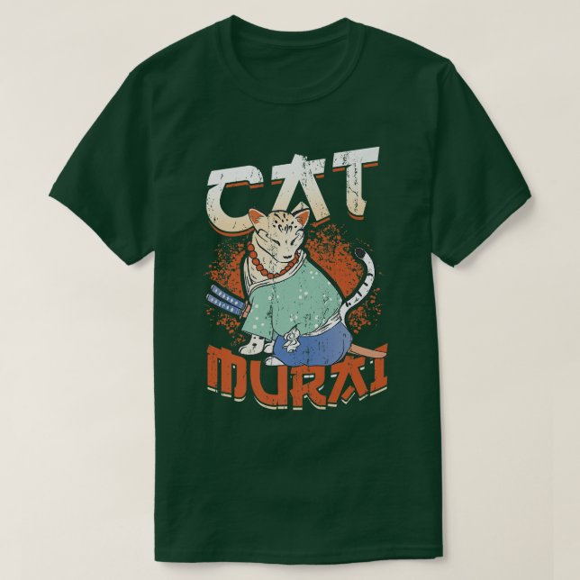 Japanese Samurai Ninja Cat Samurai Premium T-Shirt (Design framsida)