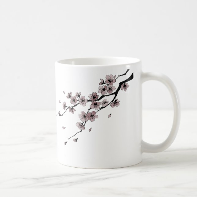 Japanese Samurai&Sakura Ink Art Mug Kaffemugg (Höger)