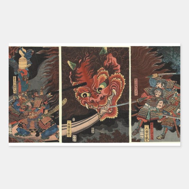 JAPANESE SAMURAI STICKER REKTANGULÄRT KLISTERMÄRKE (Framsida)