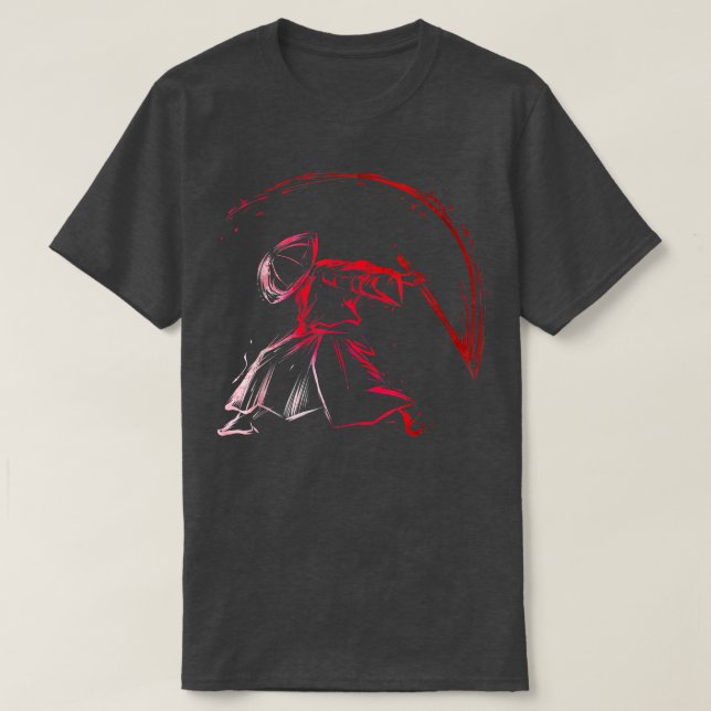 Japanese Samurai Swinging His Samurai Sword Japane T Shirt (Design framsida)