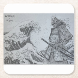 Japanese samurai&ukiyoe original art underlägg papper kvadrat