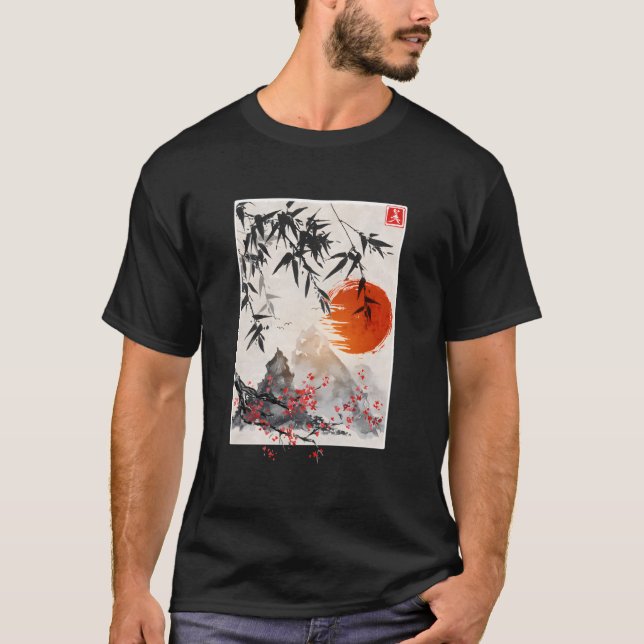Japanese Scenery Culture Sakura Cherry Blossom Tre T Shirt (Framsida)