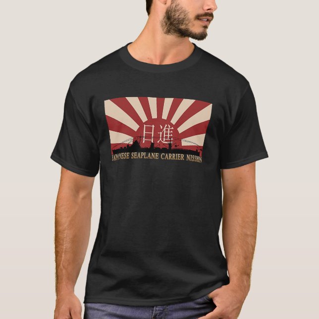 Japanese Seaplane Carrier Nisshin Rising Sun Flag T Shirt (Framsida)