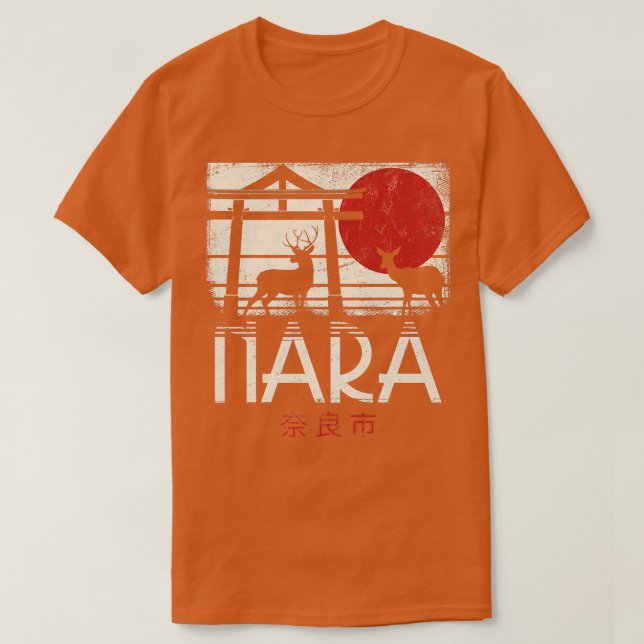 Japanese Sika Deer Nihon Nippon Torii Retro Nara J T Shirt (Design framsida)