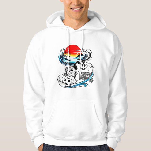Japanese Soccer Cat Gift for Anime & Sports Lovers Hoodie (Framsida)