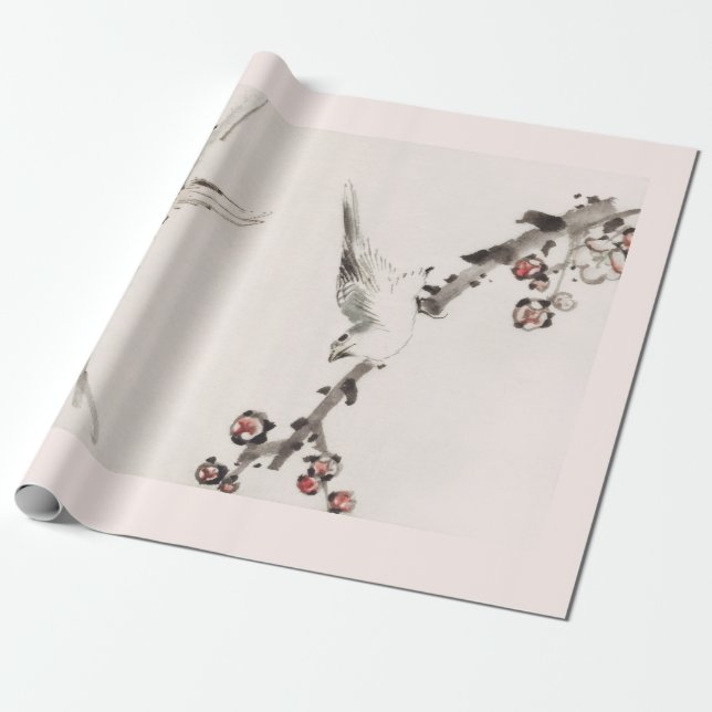 JAPANESE SPARROW CHERRY BLOMMAR Wrapping Papper Presentpapper (Utrullad)