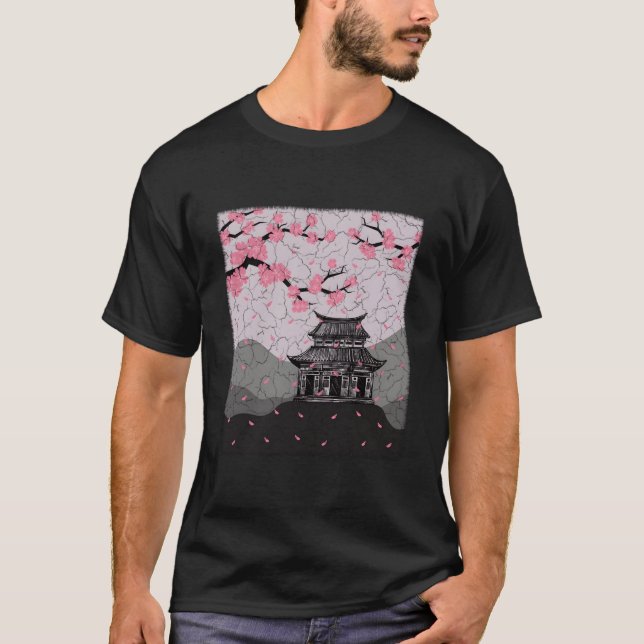 Japanese Style Cherry Blossom T Shirt (Framsida)