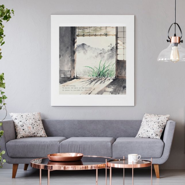 Japanese sumi-e ink painting paired with a Haiku  Poster (Skapare uppladdad)