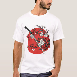 Japanese Sword & Cherry Blossom T Shirt