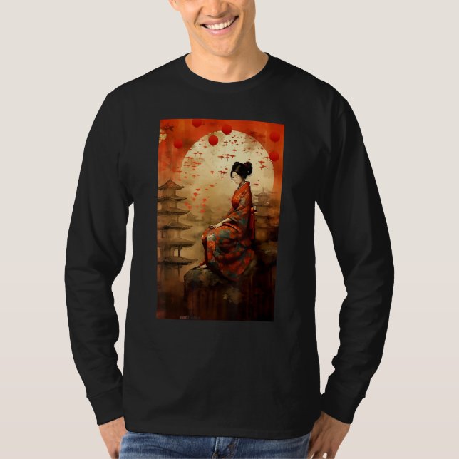 Japanese Temple Geisha Spirituality T Shirt (Framsida)