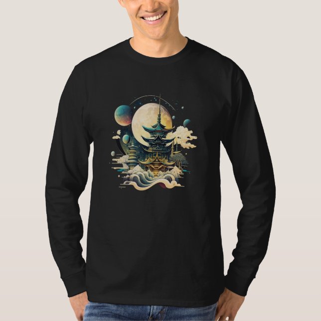 Japanese Temple Tokyo Asian Inspired Retro Japan 2 T Shirt (Framsida)