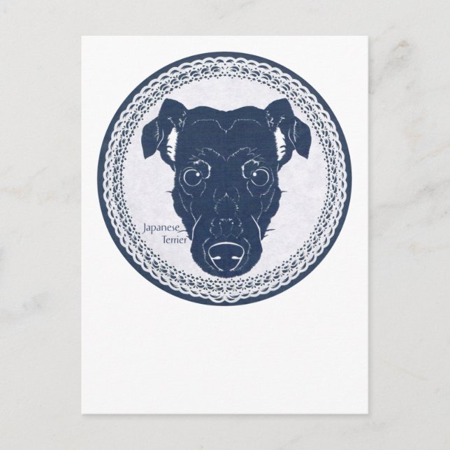 Japanese terrier paper-cutting /日本テリア・切り絵 トートバッグ vykort (Framsida)