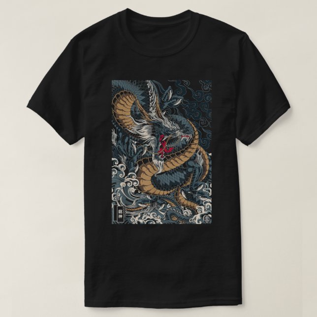 Japanese Tokyo Dragon Asian inspired retro 80 styl T Shirt (Design framsida)