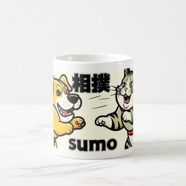 Japanese Traditional Animal Doc Cat Sumo Kaffemugg (Center)