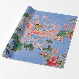 JAPANESE UTSKRIFTSKOLLAGE BLUE Wrapping Papper Presentpapper