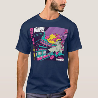 Japanese Vaporwave Mount Fuji Sakura Cherry Blosso T Shirt