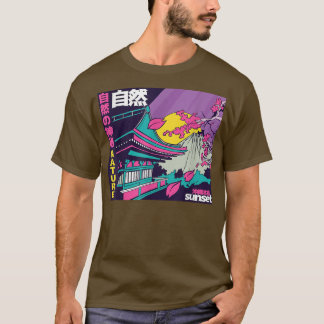Japanese Vaporwave Mount Fuji Sakura Cherry Blosso T Shirt