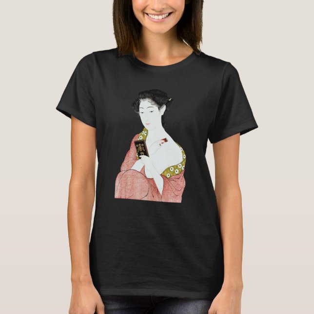 Japanese Woman Geisha Shin hanga Ukiyo e Japanese  T Shirt (Framsida)