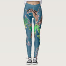 JAPANESE WOODBLOCK BIRD TRYCTED Leggings