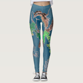 JAPANESE WOODBLOCK BIRD TRYCTED Leggings