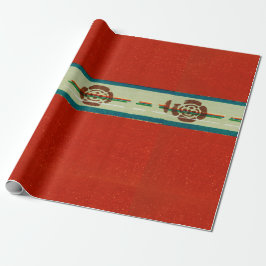 JAPANESE WOODBLOCK MÖNSTER RED WRAPPING PAPPER PRESENTPAPPER