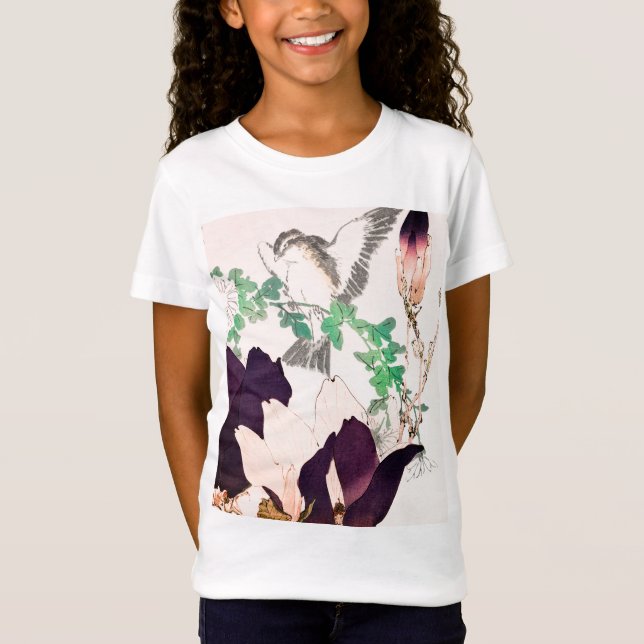 JAPANESE WOODBLOCK TRINT BIRD T SHIRT (Framsida)