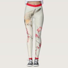 JAPANESTRÅL AV FÅGLAR OCH BLOMMAR AV FÅGLAR LEGGINGS