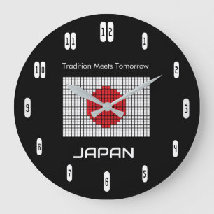 Japanflagga på svart – djärv minimalism stor klocka
