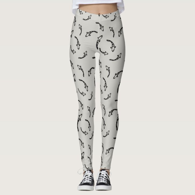 Japaninspirerad Koi Mönster Leggings (Framsida)