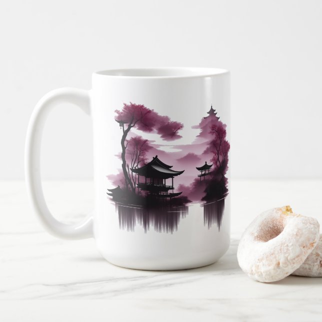  Japanische Landschaft am See -  Kaffemugg (Med munk)