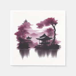  Japanische Landschaft am See -  Pappersservett