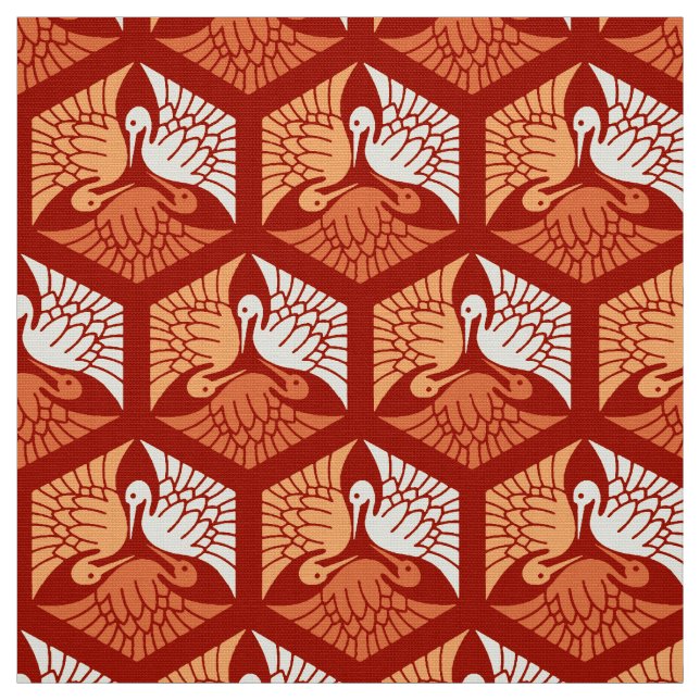 Japankranar, Mandarin och tänder - orangen Tyg (Provkarta)