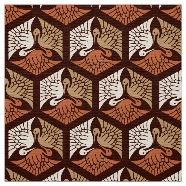 Japankranar, solbränna, rostar & choklad - brunt tyg (Provkarta)