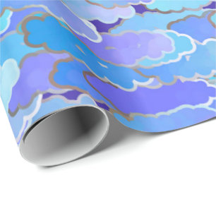 Japanmoln-, skymning-, violet- och koboltblått presentpapper