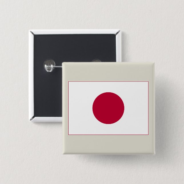 Japans flagga: Hinomaru, Nisshōki, Den röda uppgåe Knapp (Framsida & baksida)