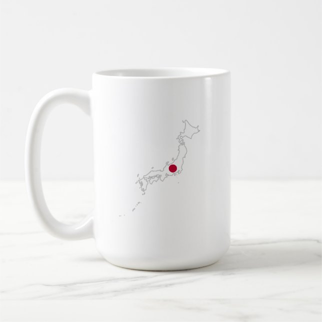 Japans flagga på kartan kaffemugg (Vänster)